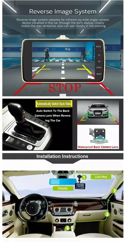 TechU? Dashcam Voor En Achter Camera ? M07 Pro ? 4? Scherm ? Full HD 1080P ? 170? Wijdhoeklens ? Parkeermonitor ? Looprecording ? Bewegingssensor ? G-sensor ? Nachtvisie ? Incl. Achteruitrijcamera - Voor Auto 9 TechU? Dashcam Voor En Achter Camera ? M07 Pro ? 4? Scherm ? Full HD 1080P ? 170? Wijdhoeklens ? Parkeermonitor ? Looprecording ? Bewegingssensor ? G-sensor ? Nachtvisie ? Incl. Achteruitrijcamera - Voor Auto - Image 7