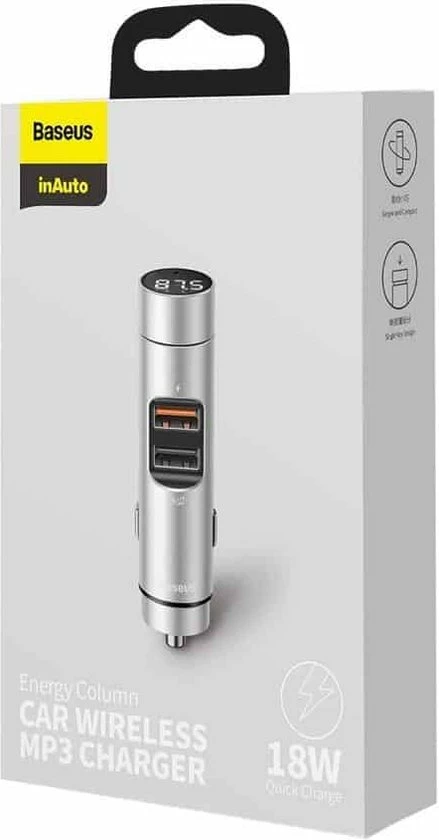 Baseus Bluetooth 5.0 FM Transmitter - 2x USB 3A - 18W Fast Charging Compatible Zilver 10 Baseus Bluetooth 5.0 FM Transmitter - 2x USB 3A - 18W Fast Charging Compatible Zilver - Image 8