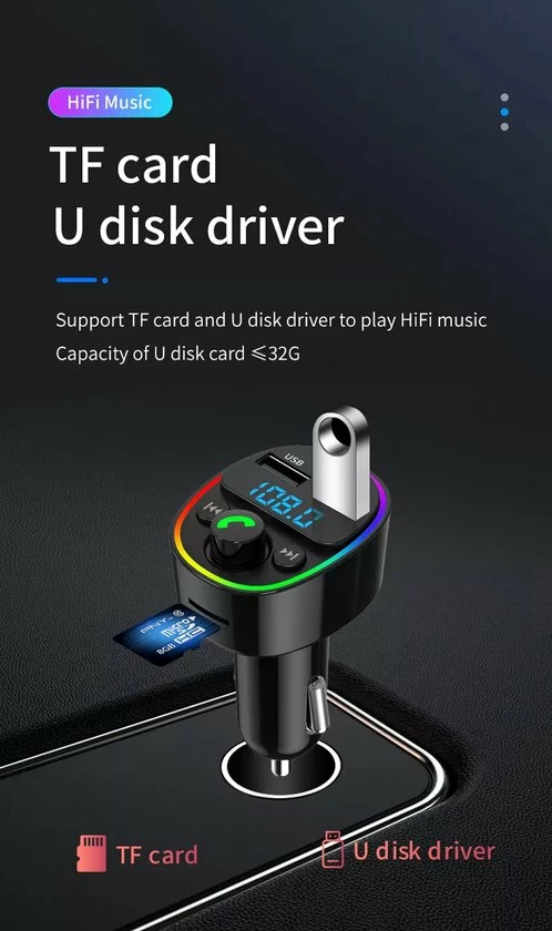 Merkloos FM Transmitter Bluetooth ? Snellader - Handsfree Bellen - RGB - USB C - USB - Handsfree Bellen Auto Bluetooth - Bluetooth FM Transmitter ? Autolader ? Carkit ? Bluetooth Transmitter - MP3 - SD Kaart - Plug And Play - + Gratis Aux 5 Merkloos FM Transmitter Bluetooth ? Snellader - Handsfree Bellen - RGB - USB C - USB - Handsfree Bellen Auto Bluetooth - Bluetooth FM Transmitter ? Autolader ? Carkit ? Bluetooth Transmitter - MP3 - SD Kaart - Plug And Play - + Gratis Aux - Image 3