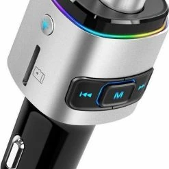 Merkloos Statch Bluetooth FM Transmitter Voor In De Auto - Handsfree ?Bellen - Draadloze Carkit - Fastcharger USB Poort ? Led Verlichting/scherm - Muziek Luisteren Streamen ? Auto Snel Lader ? SD Kaart - MP3 - Adapter - Audio ? Zilver