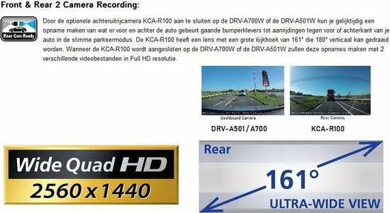 Kenwood Audio Kenwood DRV-A501W - 16GB Wide Quad HD DashCam Met Ge?ntegreerde 3.0" LCD, Wireless Link, GPS & G-sensor - RearCam-input 10 Kenwood Audio Kenwood DRV-A501W - 16GB Wide Quad HD DashCam Met Ge?ntegreerde 3.0" LCD, Wireless Link, GPS & G-sensor - RearCam-input - Image 8