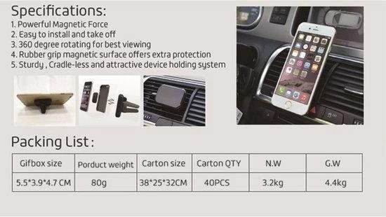 GadgetBay XL Universele Magnetische Telefoonhouder Ventilatierooster Auto - Zwart - Extra Sterk 6 GadgetBay XL Universele Magnetische Telefoonhouder Ventilatierooster Auto - Zwart - Extra Sterk - Image 4