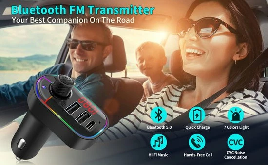 Merkloos Anupow C12 Bluetooth FM Transmitter For Car, Bluetooth 5.0 Car Adapter Wireless Radio Car Receiver Adapter Kit With Hands-Free Calling,Dual USB Charging(3.1A And 1A),USB C Port,Support USB Flash Drive 4 Merkloos Anupow C12 Bluetooth FM Transmitter For Car, Bluetooth 5.0 Car Adapter Wireless Radio Car Receiver Adapter Kit With Hands-Free Calling,Dual USB Charging(3.1A And 1A),USB C Port,Support USB Flash Drive - Image 2