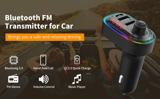 Merkloos Anupow C12 Bluetooth FM Transmitter For Car, Bluetooth 5.0 Car Adapter Wireless Radio Car Receiver Adapter Kit With Hands-Free Calling,Dual USB Charging(3.1A And 1A),USB C Port,Support USB Flash Drive 5 Merkloos Anupow C12 Bluetooth FM Transmitter For Car, Bluetooth 5.0 Car Adapter Wireless Radio Car Receiver Adapter Kit With Hands-Free Calling,Dual USB Charging(3.1A And 1A),USB C Port,Support USB Flash Drive - Image 3