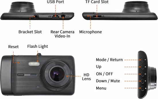 Homezie Dashcam - Met Achteruitkijk Camera - Dashcam Voor Auto - 1296P Resolutie - Scherp 4 Inch Scherm 14 Homezie Dashcam - Met Achteruitkijk Camera - Dashcam Voor Auto - 1296P Resolutie - Scherp 4 Inch Scherm - Image 12