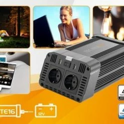 Technaxx TE16 1200W Omvormer 12V Naar Netvoeding 2 X 23V En 2 X USB Zwart -70Mai SHOP 550x366 77