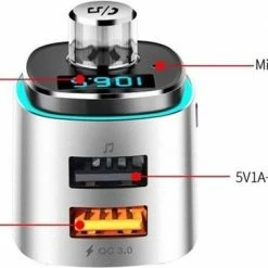 Opline Bluetooth FM Transmitter Voor In De Auto - Handsfree ?Bellen - Draadloze Carkit - Fastcharger USB Poort ? Led Verlichting/scherm - Muziek Luisteren Streamen ? Auto Snel Lader ? SD Kaart - MP3 - Adapter - Audio -70Mai SHOP 550x379 9