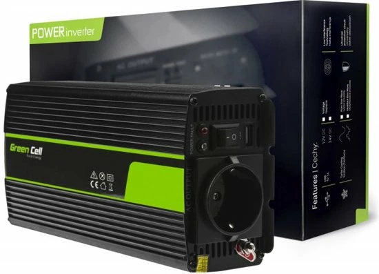 1000W (500W continu) DC 12V naar AC 230V met USB Stroom Inverter Converter GREEN CELL 1000W (500W Continu) DC 12V Naar AC 230V Met USB Stroom Inverter Converter -70Mai SHOP 550x397 2