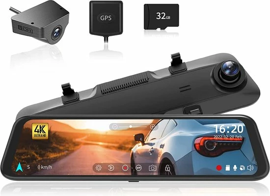 Wolfox Spiegel Dashcam G850H -12" IPS Touchscreen 4K + Full HD Duo Camera GPS Tracker (Gratis 32 GB TF-kaart) 3 Wolfox Spiegel Dashcam G850H -12" IPS Touchscreen 4K + Full HD Duo Camera GPS Tracker (Gratis 32 GB TF-kaart)