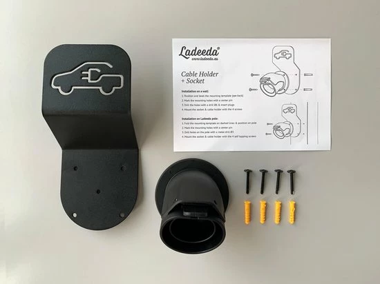 Ladeeda Cable Holder + Socket - Auto Oplaadkabel Organiser- Wall Mount Connector Beugel Oplader Houder 5 Ladeeda Cable Holder + Socket - Auto Oplaadkabel Organiser- Wall Mount Connector Beugel Oplader Houder - Image 3