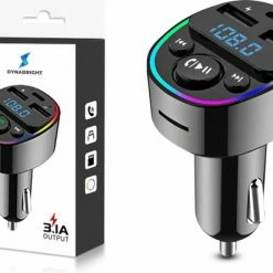DynaBright FM Transmitter Bluetooth ? Snellader - Handsfree Bellen - RGB - USB C - USB - Handsfree Bellen Auto Bluetooth - Bluetooth FM Transmitter ? Autolader ? Carkit ? Bluetooth Transmitter - MP3 - SD Kaart