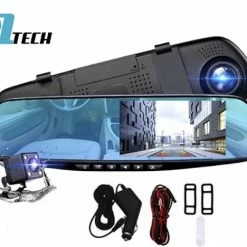 Qtech Dashcam Voor Auto - Voor En Achter Camera - Spiegel - Full HD - 32GB - G Sensor - Bewegingsdetectie En Parkeerstand - Nederlandse Handleiding
