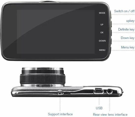TechU? Dashcam Voor En Achter Camera ? M07 Pro ? 4? Scherm ? Full HD 1080P ? 170? Wijdhoeklens ? Parkeermonitor ? Looprecording ? Bewegingssensor ? G-sensor ? Nachtvisie ? Incl. Achteruitrijcamera - Voor Auto 5 TechU? Dashcam Voor En Achter Camera ? M07 Pro ? 4? Scherm ? Full HD 1080P ? 170? Wijdhoeklens ? Parkeermonitor ? Looprecording ? Bewegingssensor ? G-sensor ? Nachtvisie ? Incl. Achteruitrijcamera - Voor Auto - Image 3