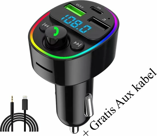 Merkloos FM Transmitter Bluetooth ? Snellader - Handsfree Bellen - RGB - USB C - USB - Handsfree Bellen Auto Bluetooth - Bluetooth FM Transmitter ? Autolader ? Carkit ? Bluetooth Transmitter - MP3 - SD Kaart - Plug And Play - + Gratis Aux 3 Merkloos FM Transmitter Bluetooth ? Snellader - Handsfree Bellen - RGB - USB C - USB - Handsfree Bellen Auto Bluetooth - Bluetooth FM Transmitter ? Autolader ? Carkit ? Bluetooth Transmitter - MP3 - SD Kaart - Plug And Play - + Gratis Aux