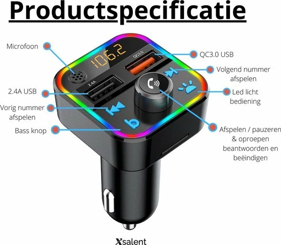 Bluetooth FM Transmitter - Autolader - Bluetooth Carkit - Handsfree - Muziek Streamen - Bluetooth 5.0 en USB 3.0 Quick Charge - Handsfree Bellen - Extra Grote Microfoon - Extra bass - Telefoon Opladen - Spraakbediening Xsalent Bluetooth FM Transmitter - Autolader - Bluetooth Carkit - Handsfree - Muziek Streamen - Bluetooth 5.0 En USB 3.0 Quick Charge - Handsfree Bellen - Extra Grote Microfoon - Extra Bass - Telefoon Opladen - Spraakbediening -70Mai SHOP