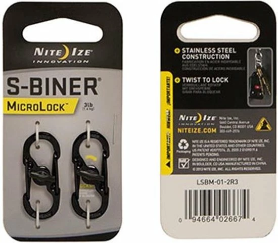 Nite Ize Nite S-Biner Microlock Stainless Black Carabiner 3 Nite Ize Nite S-Biner Microlock Stainless Black Carabiner