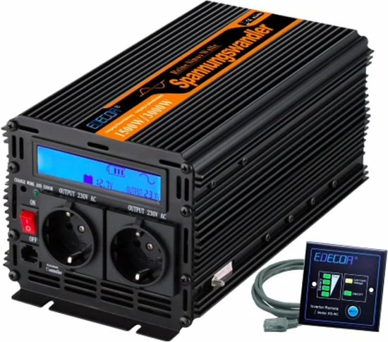 Edecoa Zuivere Sinus Omvormer 12V-230V - 1500/3000W 3 Edecoa Zuivere Sinus Omvormer 12V-230V - 1500/3000W