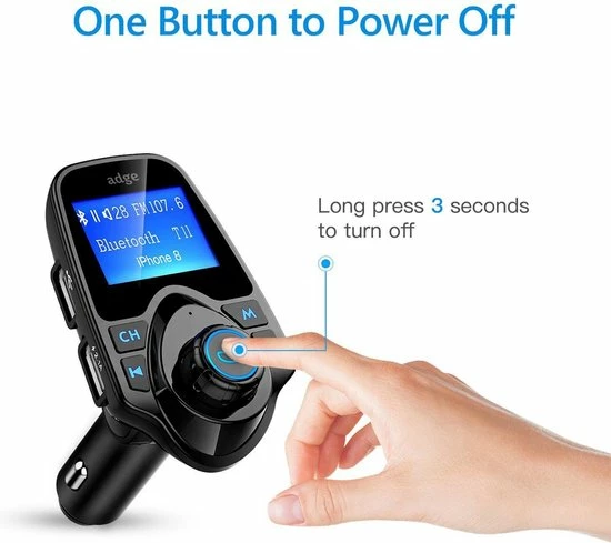 Adge Bluetooth FM Transmitter, 120 ° Rotatie Auto Radio Adapter CarKit Met 4 Music Play Modes / Hands-free Bellen / TF Kaart / USB Auto Lader / USB Flash Drive / AUX Input / Output 1.44 Inch LCD Display/ Bluetooth Carkit 5 In 1 6 Adge Bluetooth FM Transmitter, 120 ° Rotatie Auto Radio Adapter CarKit Met 4 Music Play Modes / Hands-free Bellen / TF Kaart / USB Auto Lader / USB Flash Drive / AUX Input / Output 1.44 Inch LCD Display/ Bluetooth Carkit 5 In 1 - Image 4