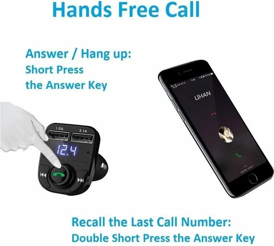 Ntech - Bluetooth FM Transmitter - Autolader - Bluetooth Carkit - Muziek Streamen - Met Volumeknop En Oplaadfunctie Voor 2 Telefoons Tegelijkertijd - Handsfree Bellen - Extra Grote Microfoon - Telefoon Opladen - Spraakbediening 4 Ntech - Bluetooth FM Transmitter - Autolader - Bluetooth Carkit - Muziek Streamen - Met Volumeknop En Oplaadfunctie Voor 2 Telefoons Tegelijkertijd - Handsfree Bellen - Extra Grote Microfoon - Telefoon Opladen - Spraakbediening - Image 2