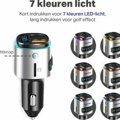 Vivid Green Bluetooth Auto FM Transmitter - MP3 - USB - Autolader - Carkit- Oplader - Zwart/Chrome -70Mai SHOP 550x502