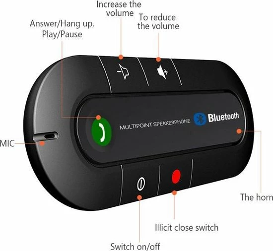 Merkloos Saizi Universele Bluetooth Carkit Voor Handsfree Bellen 6 Merkloos Saizi Universele Bluetooth Carkit Voor Handsfree Bellen - Image 4
