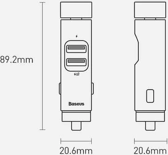 Baseus Bluetooth 5.0 FM Transmitter - 2x USB 3A - 18W Fast Charging Compatible Zilver 7 Baseus Bluetooth 5.0 FM Transmitter - 2x USB 3A - 18W Fast Charging Compatible Zilver - Image 5