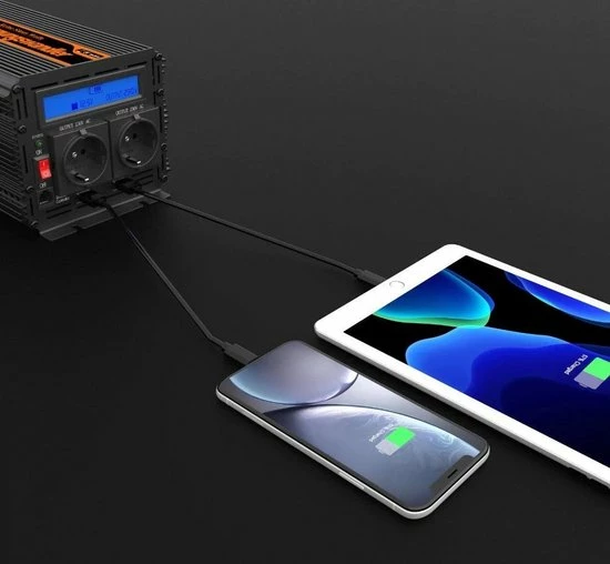 Edecoa 24V-230V Zuivere Sinus Omvormer | 1500W/3000W + Controller | 2x USB Poorten 8 Edecoa 24V-230V Zuivere Sinus Omvormer | 1500W/3000W + Controller | 2x USB Poorten - Image 6