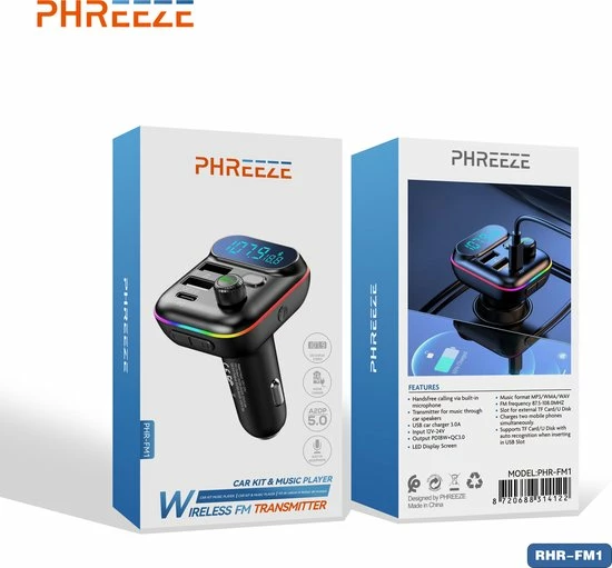 Phreeze Bluetooth FM Transmitter - Autolader - Bluetooth Carkit - Handsfree - Muziek Streamen - Bluetooth 5.0 En USB 3.0 Quick Charge - Handsfree Bellen - Extra Grote Microfoon - Extra Bass - Telefoon Opladen - Spraakbediening - Auto Accessoires 7 Phreeze Bluetooth FM Transmitter - Autolader - Bluetooth Carkit - Handsfree - Muziek Streamen - Bluetooth 5.0 En USB 3.0 Quick Charge - Handsfree Bellen - Extra Grote Microfoon - Extra Bass - Telefoon Opladen - Spraakbediening - Auto Accessoires - Image 5