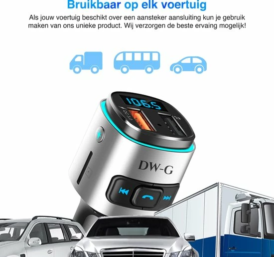 DW-G Bluetooth FM Transmitter - Auto Lader - Carkit - Handsfree - MP3 - USB - SD Kaart - Snel Lader - Bluetooth Audio Receiver 10 DW-G Bluetooth FM Transmitter - Auto Lader - Carkit - Handsfree - MP3 - USB - SD Kaart - Snel Lader - Bluetooth Audio Receiver - Image 8