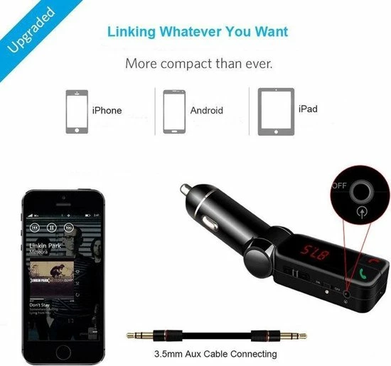 Merkloos Wireless FM Transimtter - FM Modulator En Handfree Car Kit Met 2 USB Charging Poorten Voor IPhone - Smasung - Sony - LG - HTC En Inclusief Aux Kabel Voor MP3 Zwart - 18 Merkloos Wireless FM Transimtter - FM Modulator En Handfree Car Kit Met 2 USB Charging Poorten Voor IPhone - Smasung - Sony - LG - HTC En Inclusief Aux Kabel Voor MP3 Zwart - - Image 16