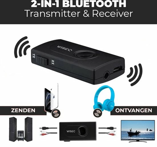 WISEQ Bluetooth Receiver / Bluetooth Transmitter Voor O.a. TV En Auto | Bluetooth 4.2 7 WISEQ Bluetooth Receiver / Bluetooth Transmitter Voor O.a. TV En Auto | Bluetooth 4.2 - Image 5