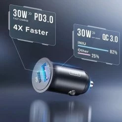 60 Watt USB QC3.0 Snellader Auto - Aluminium - Type-C En A - Super Snel Laden - Mini Formaat - Led - Metalen Body - QC 4.0 Duo Lader - Quick Charge - Aluminium - Micro - LED - Autolader - Sigarettenaansteker - Laadplug - Telefoonlader Vrachtauto -70Mai SHOP 550x519 5