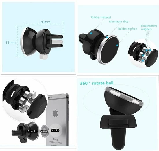 Merkloos Magnetische Telefoonhouder Voor In De Auto - Magneet - Ventilatierooster - Ventilator- Auto Ventilatie Houder - Smartphone - Mobielhouder - Autohouder - Auto Telefoonhouder - Samsung - IPhone - Nokia - Huawei - Sony - Universeel - Blauw 9 Merkloos Magnetische Telefoonhouder Voor In De Auto - Magneet - Ventilatierooster - Ventilator- Auto Ventilatie Houder - Smartphone - Mobielhouder - Autohouder - Auto Telefoonhouder - Samsung - IPhone - Nokia - Huawei - Sony - Universeel - Blauw - Image 7
