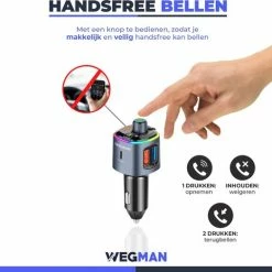 Wegman Bluetooth FM Transmitter - Carkit - Autolader USB C - Snellader - Handsfree Bellen - Autoradio - Auto Accessoires -70Mai SHOP 550x523