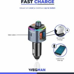 Wegman Bluetooth FM Transmitter - Carkit - Autolader USB C - Snellader - Handsfree Bellen - Autoradio - Auto Accessoires -70Mai SHOP 550x523 3