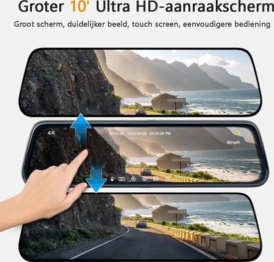 Bolture Dashcam - Dashcam Voor Auto - Dashcam Voor Auto Voor En Achter - Touchscreen - Loopopname - Spiegel - 4K - Nachtzicht 10 Bolture Dashcam - Dashcam Voor Auto - Dashcam Voor Auto Voor En Achter - Touchscreen - Loopopname - Spiegel - 4K - Nachtzicht - Image 8