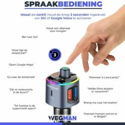 Wegman Bluetooth FM Transmitter - Carkit - Autolader USB C - Snellader - Handsfree Bellen - Autoradio - Auto Accessoires -70Mai SHOP 550x528 1