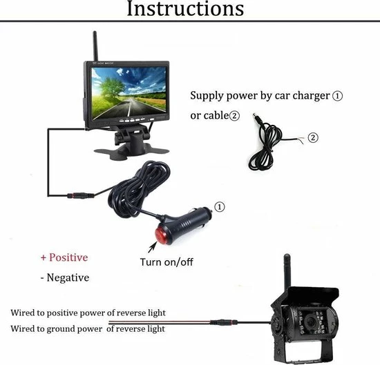 BrandWay Draadloze Auto Achteruitrijcamera Set Met Nachtzicht En 7 Inch Scherm - Achteruitrij Camera Draadloos Voor Auto / Camper / Caravan / Vrachtwagen / Landbouw 6 BrandWay Draadloze Auto Achteruitrijcamera Set Met Nachtzicht En 7 Inch Scherm - Achteruitrij Camera Draadloos Voor Auto / Camper / Caravan / Vrachtwagen / Landbouw - Afbeelding 4