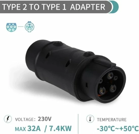 Type 2 Naar Type 1 Verloopstekker Elektrische Auto 32 Amp?re Pro EV Type 2 Naar Type 1 Verloopstekker Elektrische Auto 32 Amp?re -70Mai SHOP 550x529 4
