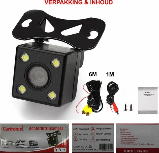 Cartronix RV-300 Achteruitrijcamera | Universeel | 4 LED | Nachtzicht | Waterproof | Auto 4 Cartronix RV-300 Achteruitrijcamera | Universeel | 4 LED | Nachtzicht | Waterproof | Auto - Image 2