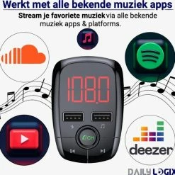 Bluetooth FM Transmitter - Autoradio - Carkit - Auto Accessories - Bluetooth Adapter - MP3 Speler - USB Stick - SD Kaart - Snellader Iphone/Samsung/Huawei - Muziek Streamen - Handsfree Bellen - Daily Logix? -70Mai SHOP 550x535 2