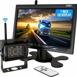 Strex Achteruitrijcamera Set Draadloos - 7" Scherm - 18LED Nachtzicht 15m - IP67 Waterdicht - Achteruitrij Camera - Geschikt Voor Auto/ Camper / Caravan / Vrachtwagen / Landbouw / Boot / Tractor