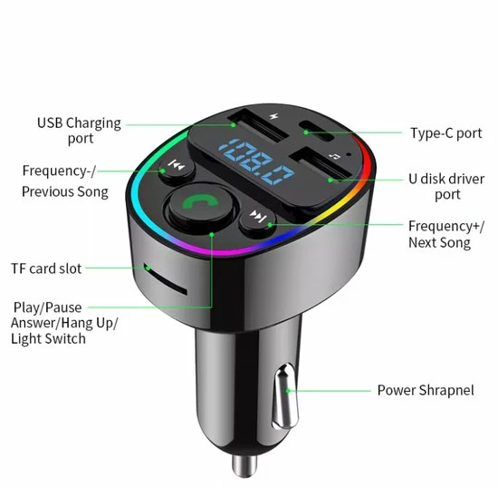 Merkloos FM Transmitter Bluetooth ? Snellader - Handsfree Bellen - RGB - USB C - USB - Handsfree Bellen Auto Bluetooth - Bluetooth FM Transmitter ? Autolader ? Carkit ? Bluetooth Transmitter - MP3 - SD Kaart - Plug And Play - + Gratis Aux 7 Merkloos FM Transmitter Bluetooth ? Snellader - Handsfree Bellen - RGB - USB C - USB - Handsfree Bellen Auto Bluetooth - Bluetooth FM Transmitter ? Autolader ? Carkit ? Bluetooth Transmitter - MP3 - SD Kaart - Plug And Play - + Gratis Aux - Image 5