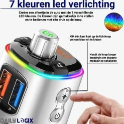 Bluetooth FM Transmitter - Muziek Streamen - Handsfree Bellen - Carkit Met LED Verlichting - Auto Accessories - Bluetooth Adapter - MP3 Speler - USB Stick - SD Kaart - Snellader Iphone/Samsung - Autoradio - Daily Logix® -70Mai SHOP 550x540 6