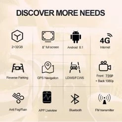 DrPhone DC10 Smart Dashcam 8 Inch Full Touch IPS-scherm - 4G - Achteruitrijcamera - Android 8.1 Met WiFi/GPS/Navi/ADAS/Dual Lens/1080P/180 Graden Vouwbaar - Parkeerstand Camera -70Mai SHOP 550x541 12