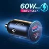 60 Watt USB QC3.0 Snellader Auto - Aluminium - Type-C En A - Super Snel Laden - Mini Formaat - Led - Metalen Body - QC 4.0 Duo Lader - Quick Charge - Aluminium - Micro - LED - Autolader - Sigarettenaansteker - Laadplug - Telefoonlader Vrachtauto -70Mai SHOP 550x543 5