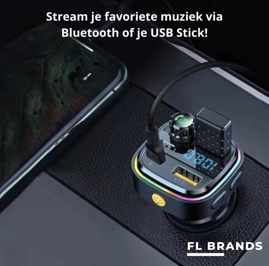 FL Brands Bluetooth FM Transmitter - Auto Snel Lader - Carkit - Handsfree - MP3 - USB-A 3.0 - USB-C - Bluetooth Audio - Noise Cancelling - Nieuw Model 8 FL Brands Bluetooth FM Transmitter - Auto Snel Lader - Carkit - Handsfree - MP3 - USB-A 3.0 - USB-C - Bluetooth Audio - Noise Cancelling - Nieuw Model - Image 6
