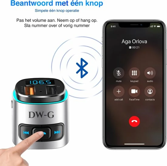 DW-G Bluetooth FM Transmitter - Auto Lader - Carkit - Handsfree - MP3 - USB - SD Kaart - Snel Lader - Bluetooth Audio Receiver 5 DW-G Bluetooth FM Transmitter - Auto Lader - Carkit - Handsfree - MP3 - USB - SD Kaart - Snel Lader - Bluetooth Audio Receiver - Image 3