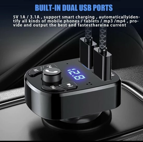 Merkloos Draadloze FM Transmitter & Auto Lader - USB Oplader - Sigaretten Aansteker-Bluetooth Carkit - Handsfree Bellen 5 Merkloos Draadloze FM Transmitter & Auto Lader - USB Oplader - Sigaretten Aansteker-Bluetooth Carkit - Handsfree Bellen - Image 3
