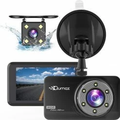Qumax Dashcam Voor Auto ? Voor En Achter Camera ? Full HD ? Parkeerstand Met Ingebouwde G-sensor ? IPS-display - 170? Wijdhoeklens - Nachtvisie